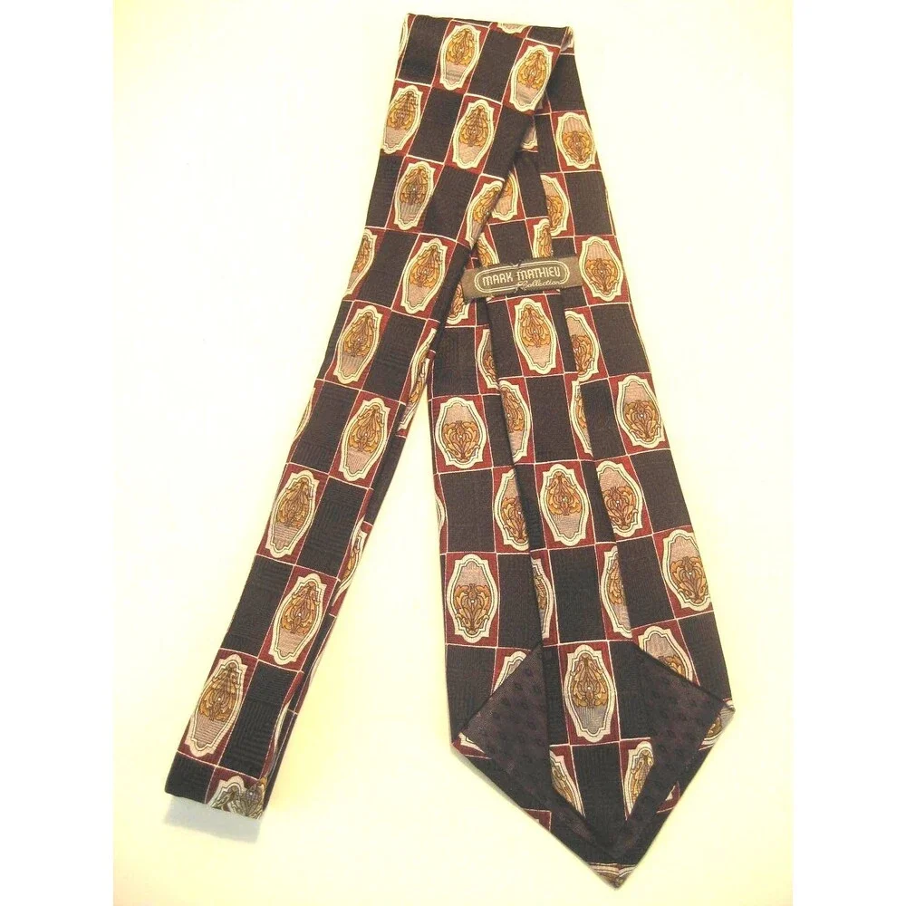 Mark Mathieu 100% Silk Geometric Design Necktie